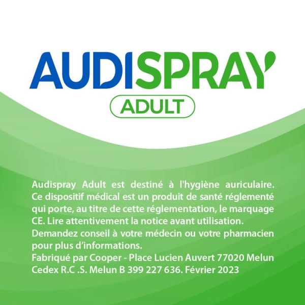 Audispray adultes spray auriculaire 50 ml - Bouchon de Cérumen