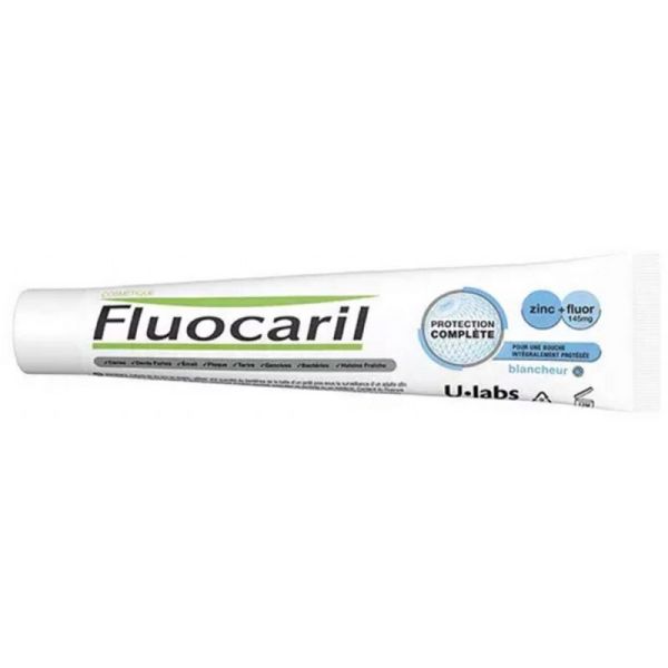 Fluocaril Dentifrice Protection Complète Blancheur - 75 ml - Nettoie, protège et ravive l’éclat des dents
