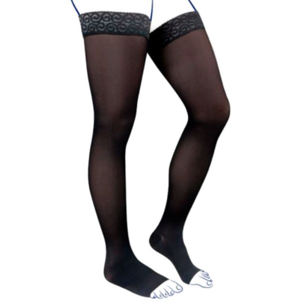 Thuasne Venoflex Kokoon Absolu Classe 3 Bas de Contention Femme Pieds Ouverts Noir - Normal - Taille 3