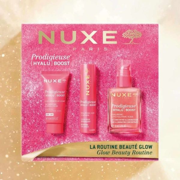Nuxe Coffret Noël Prodigieuse [HYALU] BOOST La Routine Beauté Glow 3 soins - Routine visage pour une peau instantanément repulpée et éclatante