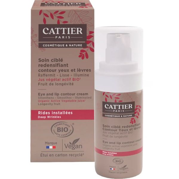 Cattier Soin Ciblé Contour des Yeux et des Lèvres Bio - 15ml - Redensifiant pour les Rides Installées