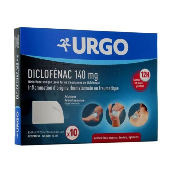 URGO Diclofénac 140mg Emplâtre Douleurs Musculaires et Articulaires - 10 Emplâtres