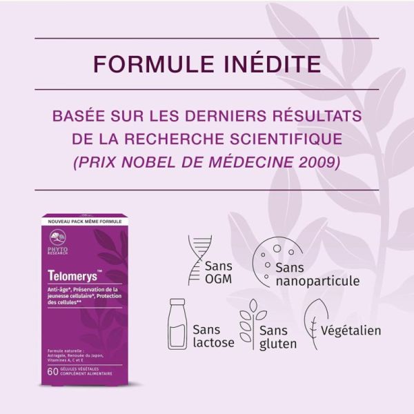 Phytoresearch Telomerys - Complément Alimentaire Anti-âge - 60 Gélules