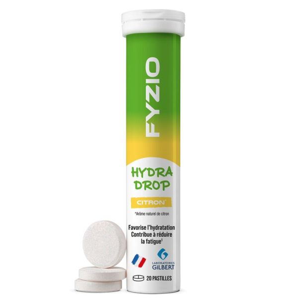 Gilbert Fyzio Hydra Drop Citron 20 pastilles – Hydratation et équilibre électrolytique