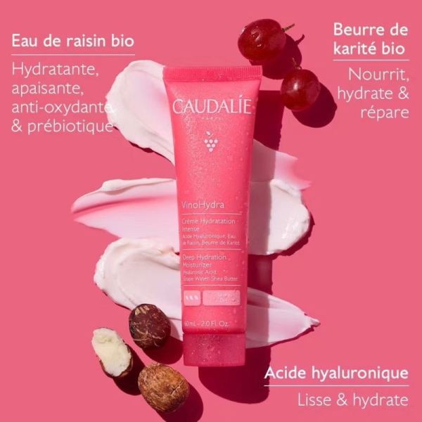 Caudalie VinoHydra Crème Hydratation Intense 60 ml - Peaux sèches à très sèches