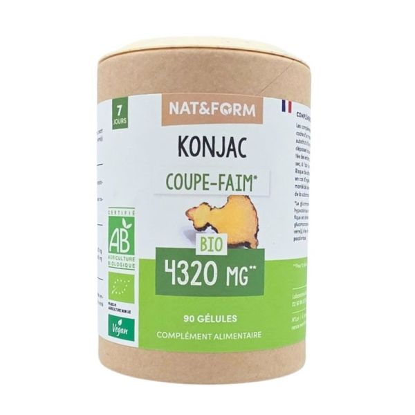 Nat&Form Konjac Coupe-Faim Bio 4320 mg 90 gélules - Coupe-faim naturel et bio au glucomannane