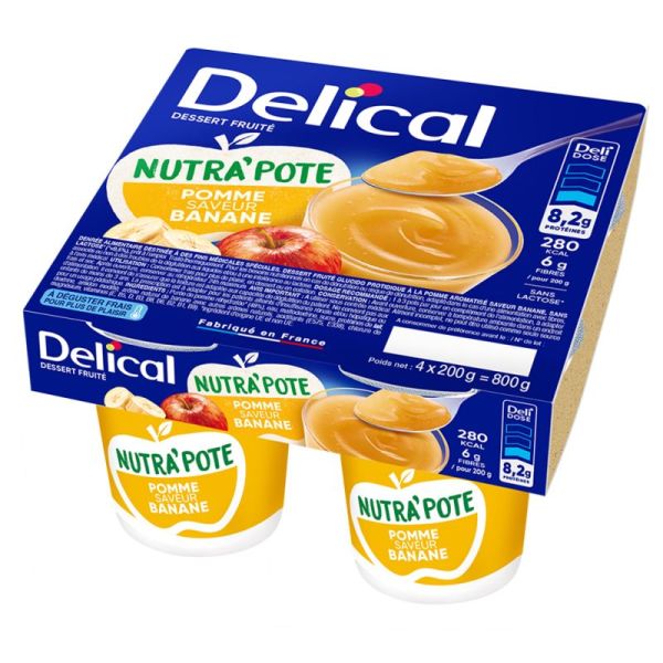Delical Nutrapote Dessert aux Fruits Pomme Banane 4x200g – Dénutrition et troubles de la déglutition