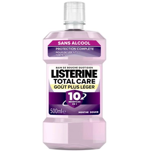 Listerine Total Care Goût Plus Léger - 500ml - Menthe Douce - Protection complète sans alcool