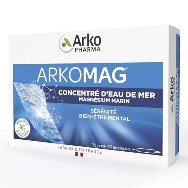 Arkopharma Arkomag Concentré d'Eau de Mer Magnésium Marin - 20 Ampoules