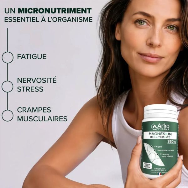 Arkopharma Arkogelules Magnesium Bisglycinate 60 Gélules – Stress, fatigue et fonction musculaire