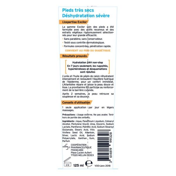 Excilor Crème Pied Sec - 125ml - Hydratation intense et réparation immédiate