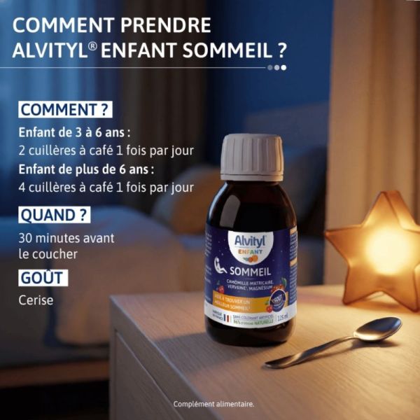 Alvityl Enfant Solution Buvable Sommeil en Forme de Sirop 125 ml - Goût Cerise