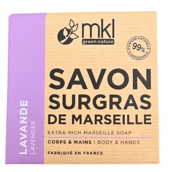 MKL Green Nature Savon Surgras de Marseille Lavande 100g - Nettoie et adoucit la peau en douceur