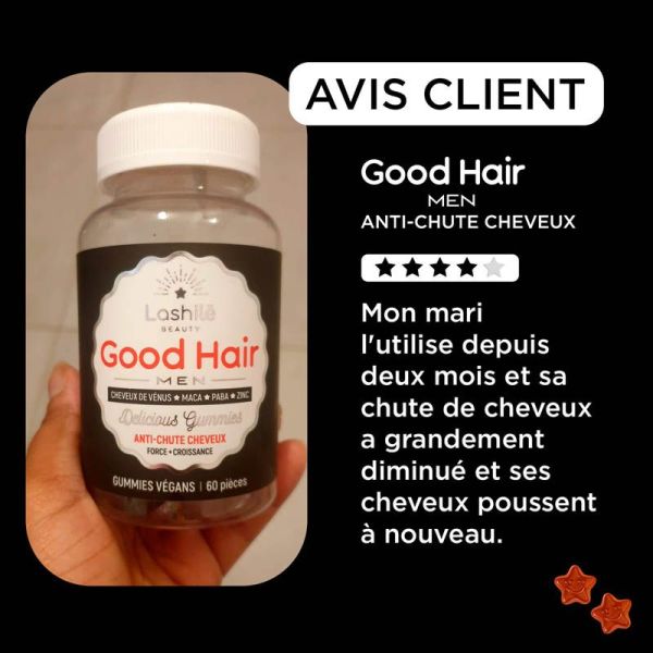 Lashilé Beauty Good Hair Homme Anti-Chute Cheveux - 60 gommes