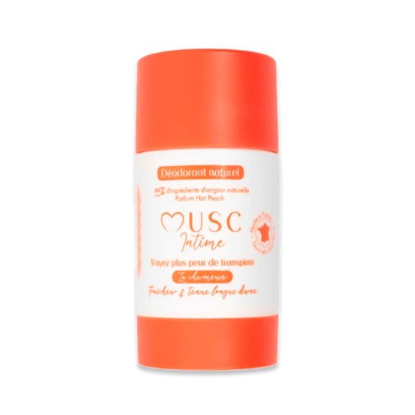 Musc Intime Déodorant La Charmeuse Hot Peach - Parfum Pêche, Vanille et Musc Blanc - 50g