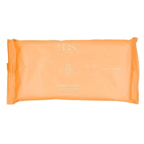 Musc Intime Amber Flower Lingettes Intimes x30 - 98% d'origine naturelle pour la fraîcheur intime au quotidien