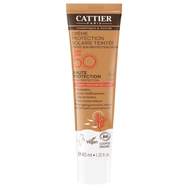 Cattier Crème Protection Solaire Teintée SPF50 Bio - 40 ml