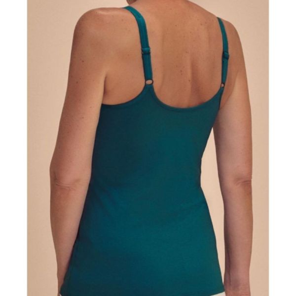 Amoena Valletta Top vert Taille 48 - Débardeur post-opératoire ultra-doux avec brassière intégrée
