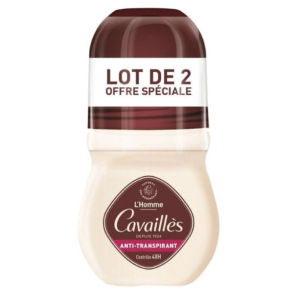 Rogé Cavaillès L'Homme Déodorant Anti-transpirant contrôle 48H Roll-on - Lot de 2 x 50ml