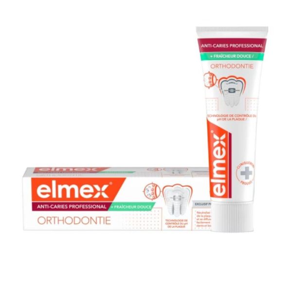 Elmex Dentifrice Anti-Caries Professional Orthodontie Goût Menthe - 2 x 75ml