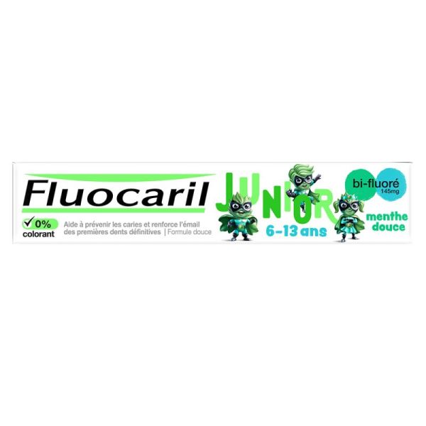 Fluocaril Junior Dentifrice 6-13 Ans Menthe Douce - 75 ml - Renforce, protège les dents des enfants