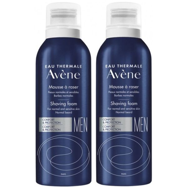 Avène Men Duo Mousse à Raser - 2 x 200 ml - Rasage doux et apaisant pour peaux sensibles