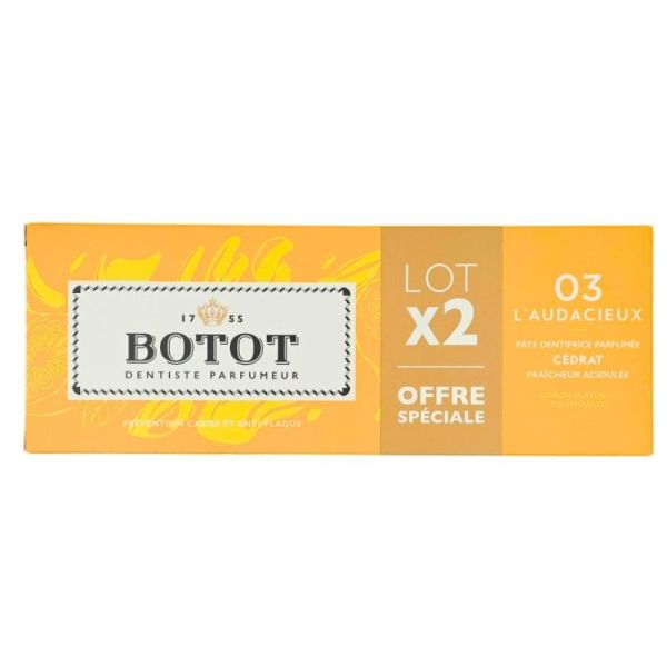 Botot 03 L'Audacieux Pâte dentifrice parfumée 2x75 ml - Cédrat, prévention caries et anti-plaque