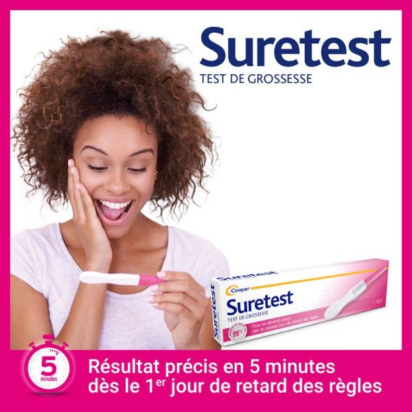 Suretest Test de Grossesse 1 test - Simple, Rapide & Fiable