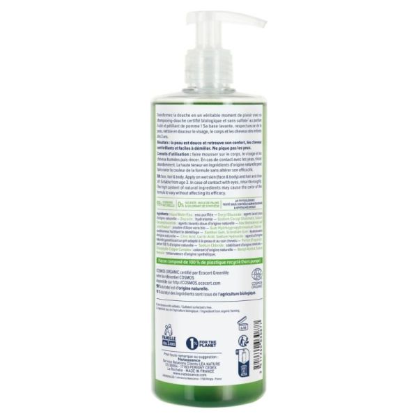 Natessance Shampooing-douche bio Kids Pomme Flacon de 500ml – la douche devient un jeu d'enfant