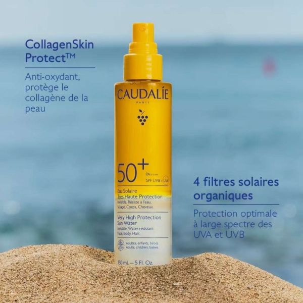 Caudalie Eau Solaire SPF50+ 150 ml - Protection invisible visage, corps et cheveux