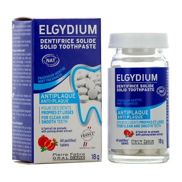 Elgydium Dentifrice Solide - À Croquer - Anti Plaque - 60 Comprimés