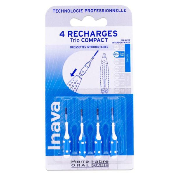 Inava Recharges Brossettes Interdentaires pour Trio Compact - 4 recharges - Taille 1 - 0,8mm