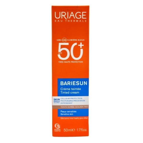 Uriage Bariésun Crème Solaire Teintée SPF 50+ 50ml – Teinte Dorée – Teint unifié et haute protection