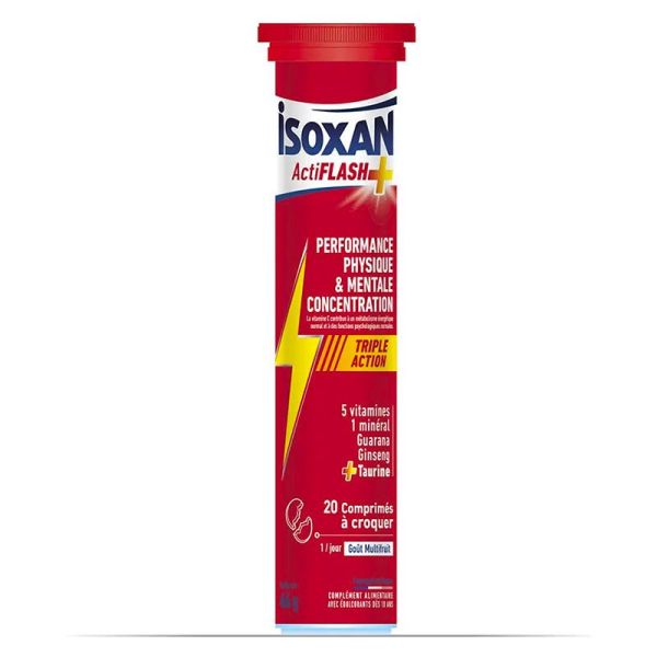 Isoxan Actiflash+ - Performance Physique et Énergie - 20 comprimés à croquer