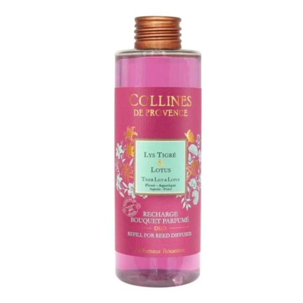 Collines de Provence Recharge Lys Tigré & Lotus 200 ml – recharge pour bouquet parfumé - ambiance florale longue durée