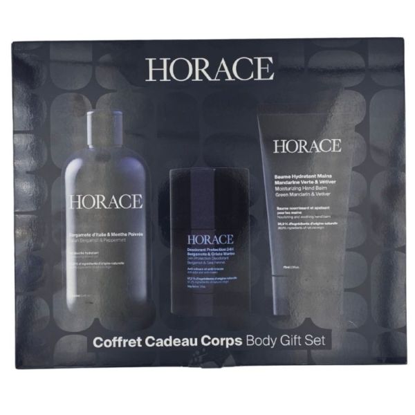 Horace Coffret Cadeau Corps Gel Douche 250ml + Déodorant 50g + Baume Mains 75ml - Hygiène, fraîcheur et hydratation au quotidien