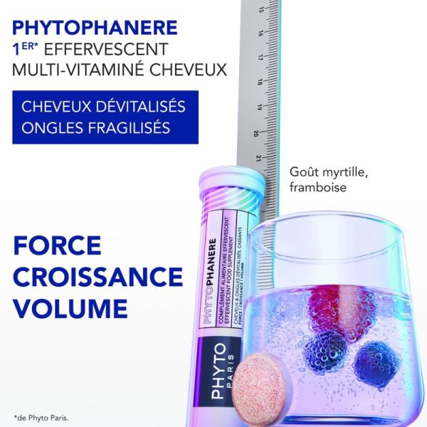 Phyto Phytophanere Effervescent Cheveux & Ongles - 30 comprimés effervescents - Force, croissance et volume