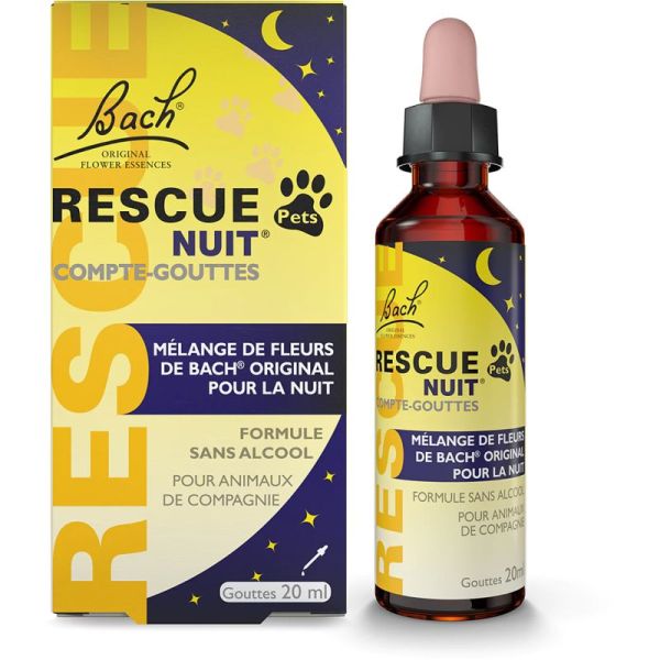 Rescue Bach Pets Compte-Gouttes Nuit 20ml – Sommeil et calme nocturne