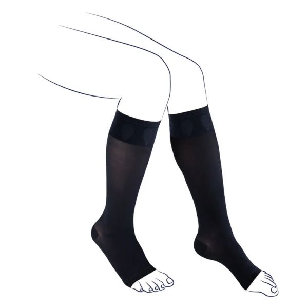 Thuasne Venoflex Kokoon Absolu Pieds Ouverts Chaussettes de Contention Femme Classe 2 Long – Douceur et orteils libres