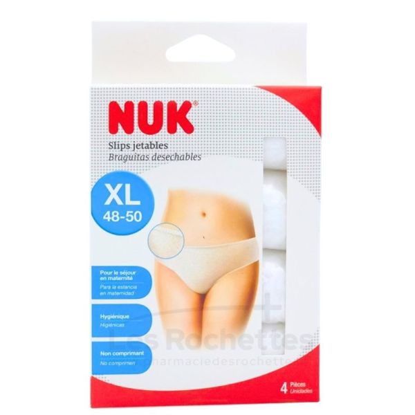 NUK 4x Slips Jetables Taille XL 48-50 - Pour le séjour en maternité, hygiéniques