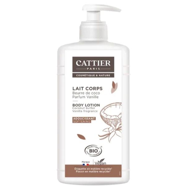 Cattier Lait Corps Adoucissant Vanille Fleurie Bio 500ml – Souplesse et exotisme