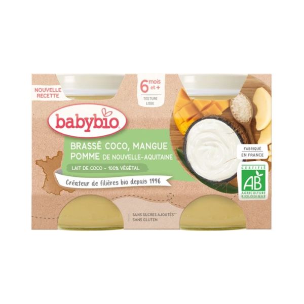 Babybio Petit Pot Lait de Coco Mangue Pomme 6 mois - 2 x 130g