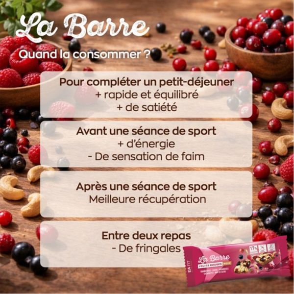 Eafit La Barre Protéinée Fruits Rouges & Noix 40g – Barre protéinée végétale aux fruits rouges et noix