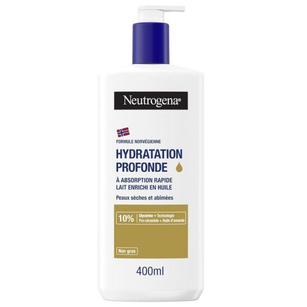 Neutrogena Hydratation Profonde Lait Enrichi en Huile 400ml - Peaux sèches et abîmées