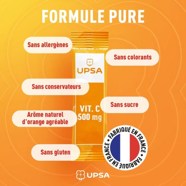 UPSA Vitalité Vitamine C 500mg 10 Sachets – Énergie et immunité