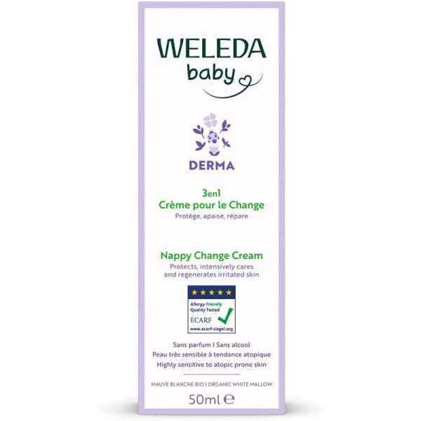 Weleda Crème pour le Change Derma 3 en 1 - 50ml - Protège, apaise et régénère la peau fragile du siège