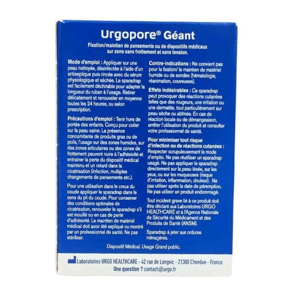 Urgo Urgopore Sparadrap Microporeux Géant 1 Dévidoir – Fixation douce – 9,14 m x 2,5 cm