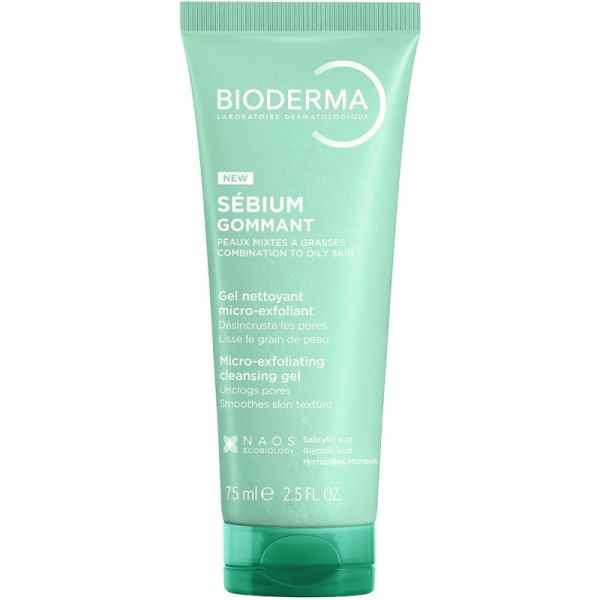 Bioderma Sébium Gommant Gel Nettoyant Micro-Exfoliant 75ml – Désincrustant peaux grasses