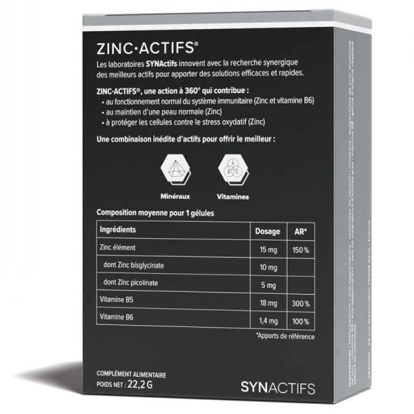 Aragan Synactifs Zinc Actifs 60 Gélules - Système Immunitaire