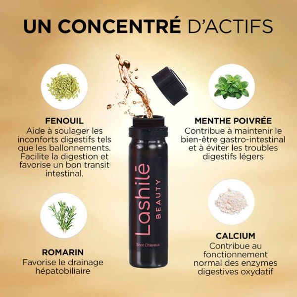 Lashilé Beauty Shots Ventre Plat 14 Shots de 15 ml - Goût pêche-citron